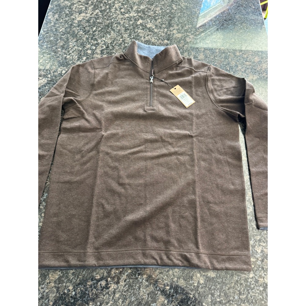 Johnston & Murphy Mens Reversible Quarter Zip Pullover Brown Blue M ICNREVQTRZIP